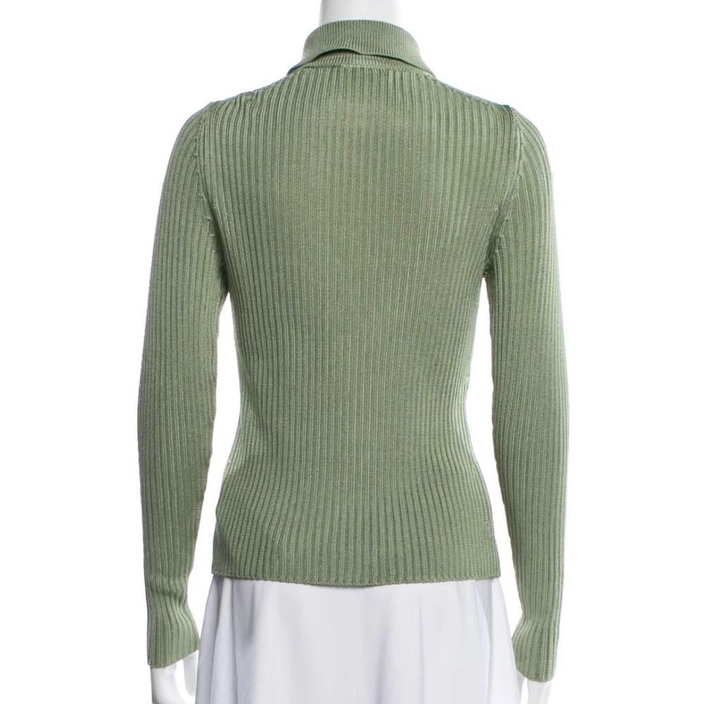 Vince Green Ribbed Collared Cardigan - Picture 2 of 7